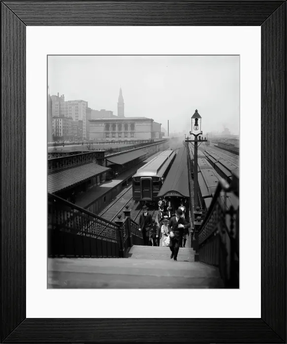 Framed Print : Arriving from the suburbs, Chicago, Ill. c1907. Creator: Unknown Framed Print : Arriving from the suburbs, Chicago, Ill. c1907. Creator: Unknown