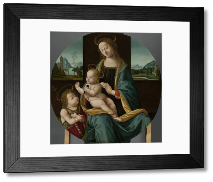 Framed Print : Virgin and Child with the Infant Saint John the Baptist, c.1490-c.1515. Creator: Meester van de Conversazione di Santo Spirito Framed Print : Virgin and Child with the Infant Saint John the Baptist, c.1490-c.1515. Creator: Meester van de Conversazione di Santo Spirito