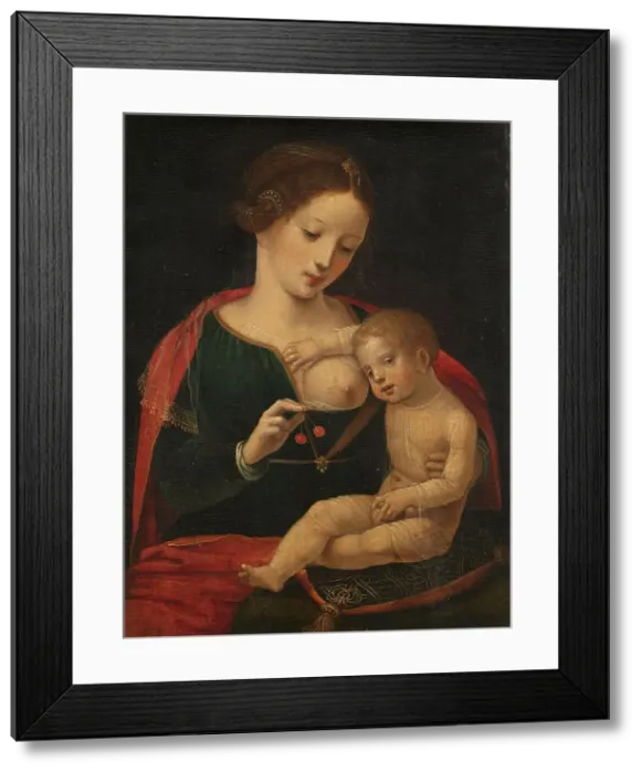 Framed Print : Virgin and Child, c.1520-c.1540. Creator: Master of the Female Half-Lengths Framed Print : Virgin and Child, c.1520-c.1540. Creator: Master of the Female Half-Lengths