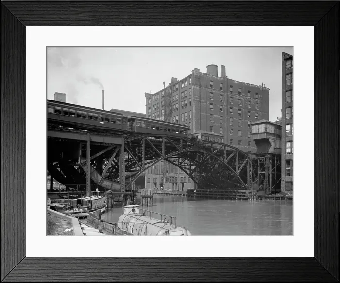 Framed Print : Jackknife Bridge, Chicago, Ill. c1907. Creator: Unknown Framed Print : Jackknife Bridge, Chicago, Ill. c1907. Creator: Unknown