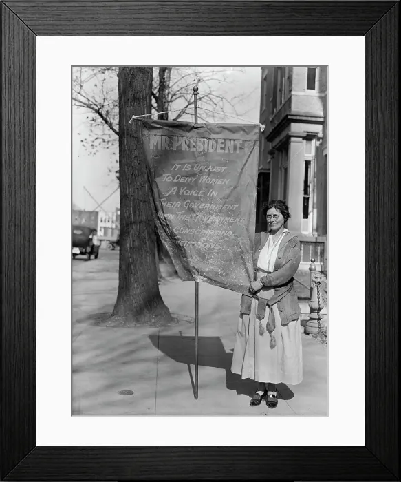 Framed Print : Woman Suffrage - Pickets, 1917. Creator: Harris & Ewing. Woman Suffrage - Pickets, 1917. Creator: Harris & Ewing Framed Print : Woman Suffrage - Pickets, 1917. Creator: Harris & Ewing. Woman Suffrage - Pickets, 1917. Creator: Harris & Ewing
