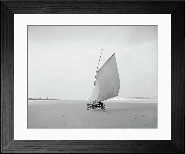 Framed Print : Sailing on the beach, Ormond, Fla. between 1900 and 1910. Creator: Unknown Framed Print : Sailing on the beach, Ormond, Fla. between 1900 and 1910. Creator: Unknown