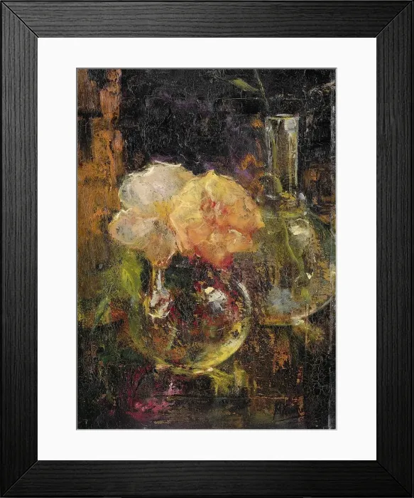 Framed Print : Yellow Roses in a Carafe, 1896. Creator: Menso Kamerlingh Onnes Framed Print : Yellow Roses in a Carafe, 1896. Creator: Menso Kamerlingh Onnes
