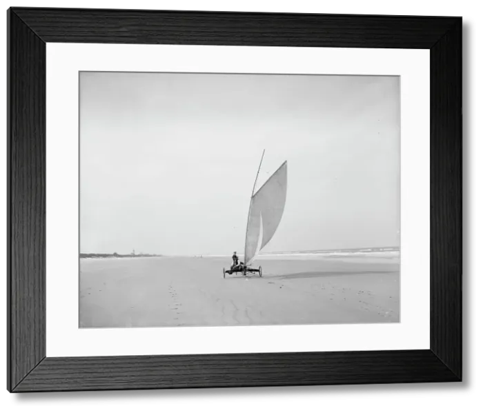 Framed Print : Sailing on the beach, Ormond, Fla. between 1900 and 1910. Creator: Unknown Framed Print : Sailing on the beach, Ormond, Fla. between 1900 and 1910. Creator: Unknown