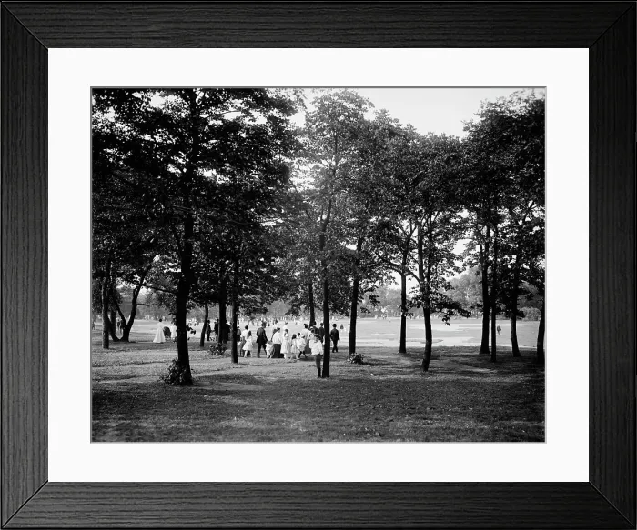 Framed Print : Going to band concert, Lincoln Park, Chicago, Ill. c1907. Creator: Unknown Framed Print : Going to band concert, Lincoln Park, Chicago, Ill. c1907. Creator: Unknown
