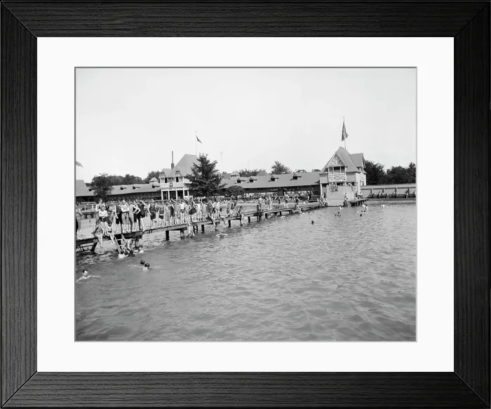 Framed Print : Swimming pool, Belle Isle Park, Detroit, Mich. between 1900 and 1910. Creator: Unknown Framed Print : Swimming pool, Belle Isle Park, Detroit, Mich. between 1900 and 1910. Creator: Unknown