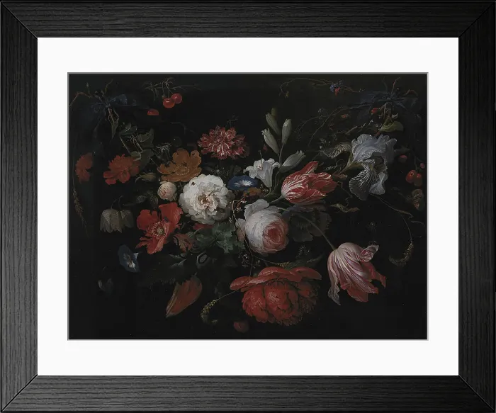 Framed Print : A Garland of Flowers, 1660-1670. Creator: Abraham Mignon Framed Print : A Garland of Flowers, 1660-1670. Creator: Abraham Mignon