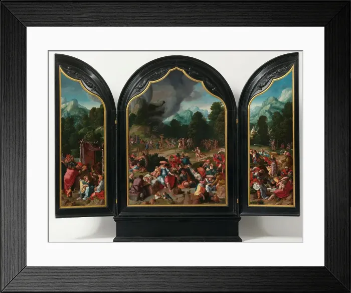 Framed Print : Worship of the Golden Calf, c.1530. Creator: Lucas van Leyden Framed Print : Worship of the Golden Calf, c.1530. Creator: Lucas van Leyden