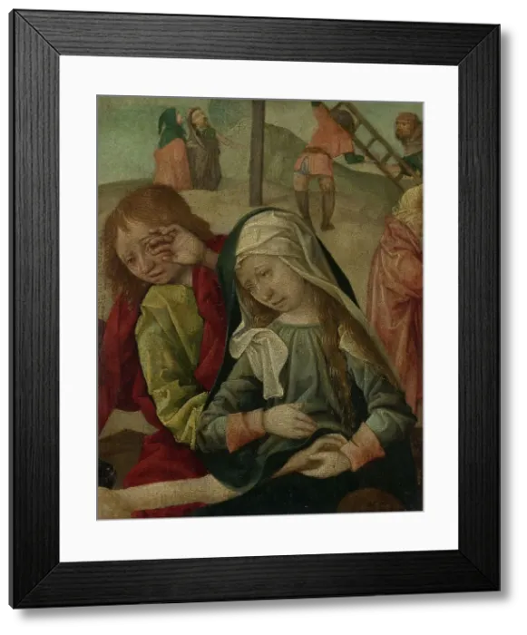 Framed Print : Virgin and Saint John Mourning over the Body of Christ, fragment of a Lamentation of Christ, c.1500- Creator: Master of Delft Framed Print : Virgin and Saint John Mourning over the Body of Christ, fragment of a Lamentation of Christ, c.1500- Creator: Master of Delft
