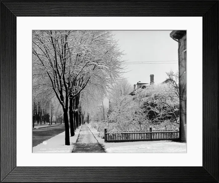 Framed Print : The City dressed for her wedding with winter, between 1900 and 1910. Creator: Unknown Framed Print : The City dressed for her wedding with winter, between 1900 and 1910. Creator: Unknown