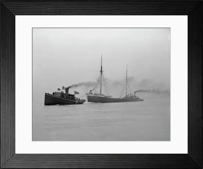 Framed Print : A tow entering St. Clair Ship Canal, between 1900 and 1905. Creator: Unknown Framed Print : A tow entering St. Clair Ship Canal, between 1900 and 1905. Creator: Unknown