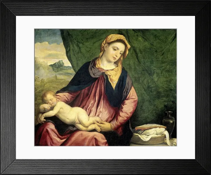 Framed Print : Madonna with Sleeping Child, 1540-1560. Creator: Paris Bordone Framed Print : Madonna with Sleeping Child, 1540-1560. Creator: Paris Bordone