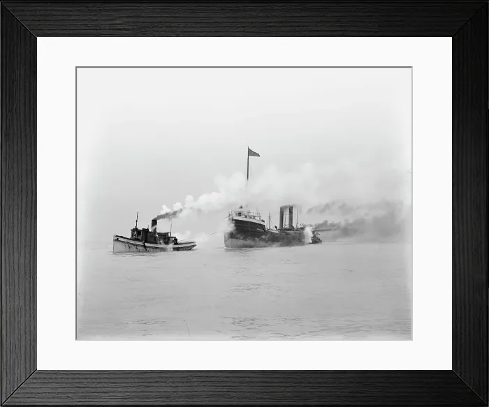Framed Print : A tow entering St. Clair Ship Canal, between 1900 and 1905. Creator: Unknown Framed Print : A tow entering St. Clair Ship Canal, between 1900 and 1905. Creator: Unknown