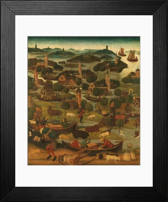 Framed Print : The Saint Elizabeth's Day Flood, c.1490-c.1495. Creator: Master of the St Elizabeth Panels Framed Print : The Saint Elizabeth's Day Flood, c.1490-c.1495. Creator: Master of the St Elizabeth Panels