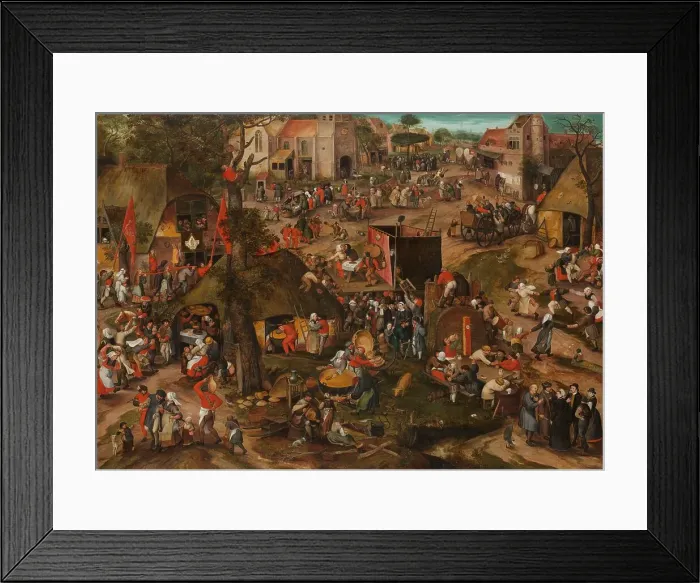 Framed Print : A Flemish Kermis with a Performance of the Farce ‘Een cluyte van Plaeyerwater, c.1570. Creator: Peeter Baltens Framed Print : A Flemish Kermis with a Performance of the Farce ‘Een cluyte van Plaeyerwater, c.1570. Creator: Peeter Baltens