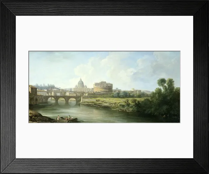Framed Print : View of the Castel Sant'Angelo in Rome, 1750-1800. Creator: Pierre Antoine de Machy Framed Print : View of the Castel Sant'Angelo in Rome, 1750-1800. Creator: Pierre Antoine de Machy