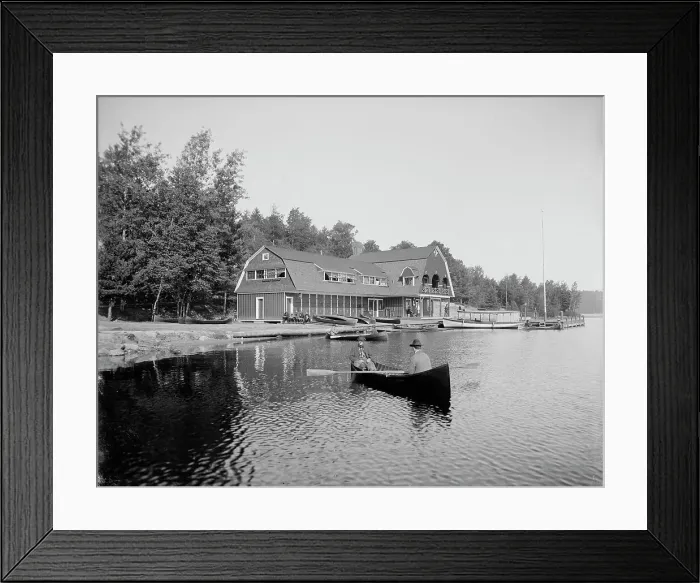 Framed Print : Raquette Lake, casino at the Antlers, Adirondack Mts. N.Y. between 1900 and 1905. Creator: Unknown Framed Print : Raquette Lake, casino at the Antlers, Adirondack Mts. N.Y. between 1900 and 1905. Creator: Unknown
