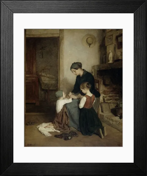 Framed Print : The Evening Prayer, 1857. Creator: Pierre Edouard Frere Framed Print : The Evening Prayer, 1857. Creator: Pierre Edouard Frere