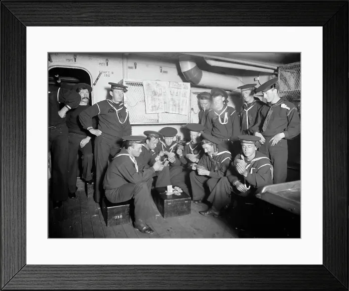 Framed Print : U.S.S. Maine sailors amusements, between 1895 and 1898. Creator: Edward H Hart Framed Print : U.S.S. Maine sailors amusements, between 1895 and 1898. Creator: Edward H Hart