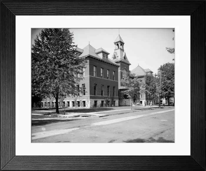 Framed Print : East Saginaw high school, Saginaw, Mich. between 1900 and 1910. Creator: Unknown Framed Print : East Saginaw high school, Saginaw, Mich. between 1900 and 1910. Creator: Unknown