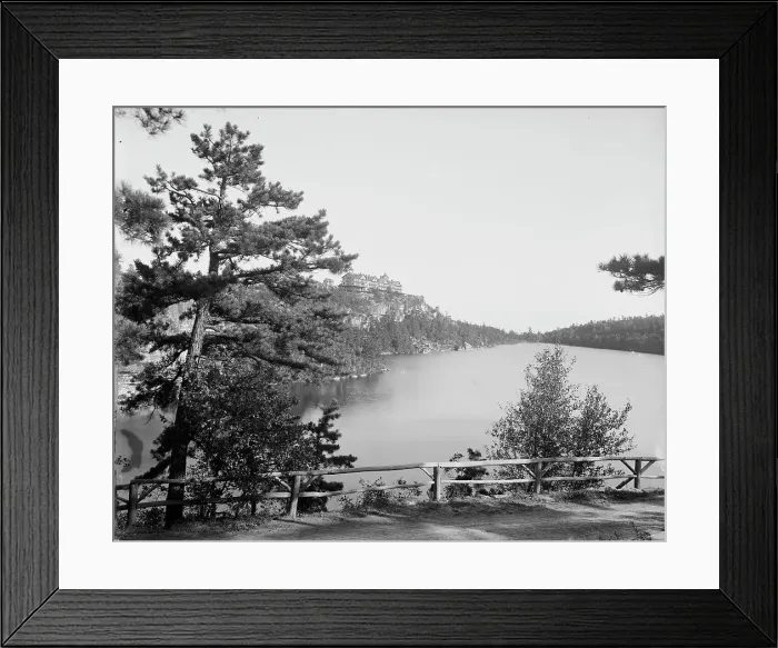 Framed Print : Cliff House from Sunset Rock, Lake Minnewaska, N.Y. between 1900 and 1905. Creator: Unknown Framed Print : Cliff House from Sunset Rock, Lake Minnewaska, N.Y. between 1900 and 1905. Creator: Unknown