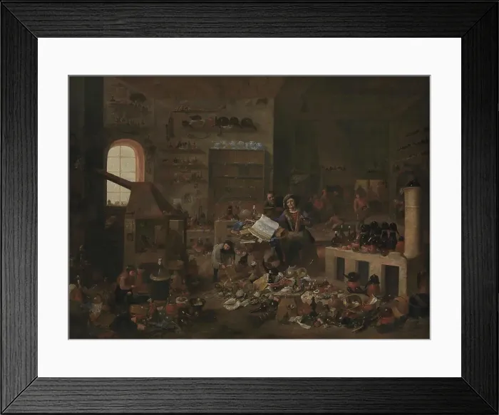 Framed Print : An Alchemist in his Laboratory, 1668-1671. Creator: Mattheus van Helmont Framed Print : An Alchemist in his Laboratory, 1668-1671. Creator: Mattheus van Helmont