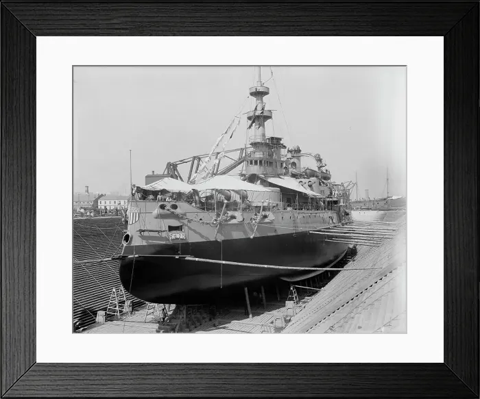 Framed Print : U.S.S. Oregon in dry dock, Brooklyn Navy Yard, 1898 Aug-Oct. Creator: Edward H Hart