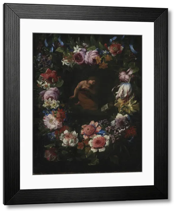 Framed Print : A Wreath of Flowers, 1668-1695. Creator: Karel van Vogelaer Framed Print : A Wreath of Flowers, 1668-1695. Creator: Karel van Vogelaer