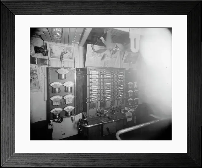 Framed Print : U.S.S. Oregon switchboard in dynamo room, between 1896 and 1901. Creator: Edward H Hart Framed Print : U.S.S. Oregon switchboard in dynamo room, between 1896 and 1901. Creator: Edward H Hart