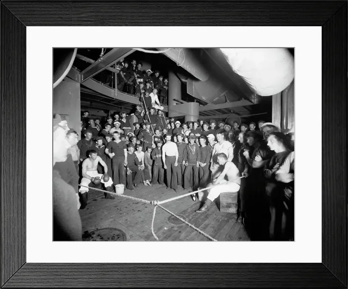 Framed Print : U.S.S. Oregon, waiting for the gong, between 1896 and 1901. Creator: Edward H Hart Framed Print : U.S.S. Oregon, waiting for the gong, between 1896 and 1901. Creator: Edward H Hart