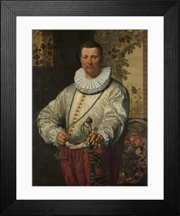 Framed Print : Portrait of a Dutch Admiral of the Fleet, 1570-1610. Creator: Circle of Pieter Pietersz Framed Print : Portrait of a Dutch Admiral of the Fleet, 1570-1610. Creator: Circle of Pieter Pietersz