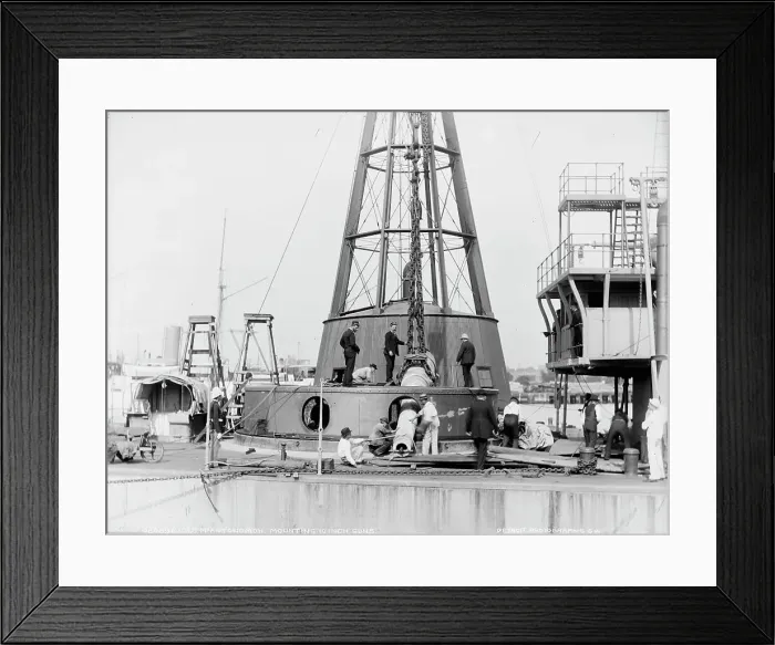 Framed Print : U.S.S. Miantonomoh, mounting 10 inch guns, between 1891 and 1901. Creator: Edward H Hart Framed Print : U.S.S. Miantonomoh, mounting 10 inch guns, between 1891 and 1901. Creator: Edward H Hart