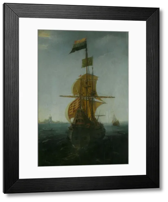 Framed Print : An Amsterdam East Indiaman, c.1625-c.1650. Creator: Abraham de Verwer Framed Print : An Amsterdam East Indiaman, c.1625-c.1650. Creator: Abraham de Verwer