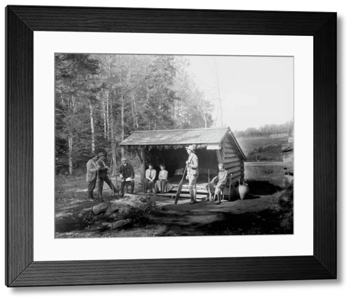 Framed Print : An Open camp in the Adirondacks, New York, between 1900 and 1910. Creator: Unknown Framed Print : An Open camp in the Adirondacks, New York, between 1900 and 1910. Creator: Unknown