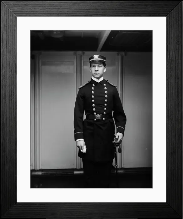 Framed Print : U.S.S. Brooklyn, Ensign Roys, between 1896 and 1899. Creator: Unknown Framed Print : U.S.S. Brooklyn, Ensign Roys, between 1896 and 1899. Creator: Unknown