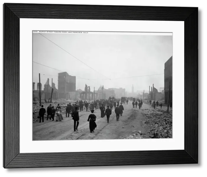 Framed Print : Market Street toward ferry, San Francisco, Calif. (1906?). Creator: Unknown Framed Print : Market Street toward ferry, San Francisco, Calif. (1906?). Creator: Unknown