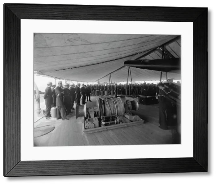 Framed Print : U.S.S. Brooklyn, general muster, between 1896 and 1899. Creator: Unknown Framed Print : U.S.S. Brooklyn, general muster, between 1896 and 1899. Creator: Unknown