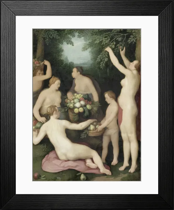 Framed Print : Pomona Receiving the Harvest of Fruit, 1626. Creator: Cornelis Cornelisz van Haarlem Framed Print : Pomona Receiving the Harvest of Fruit, 1626. Creator: Cornelis Cornelisz van Haarlem