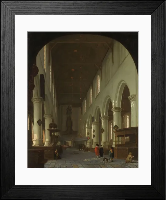 Framed Print : Interior of the Oude Kerk in Delft from the Choir toward the Portal, 1660-1690. Creator: Cornelis de Man Framed Print : Interior of the Oude Kerk in Delft from the Choir toward the Portal, 1660-1690. Creator: Cornelis de Man