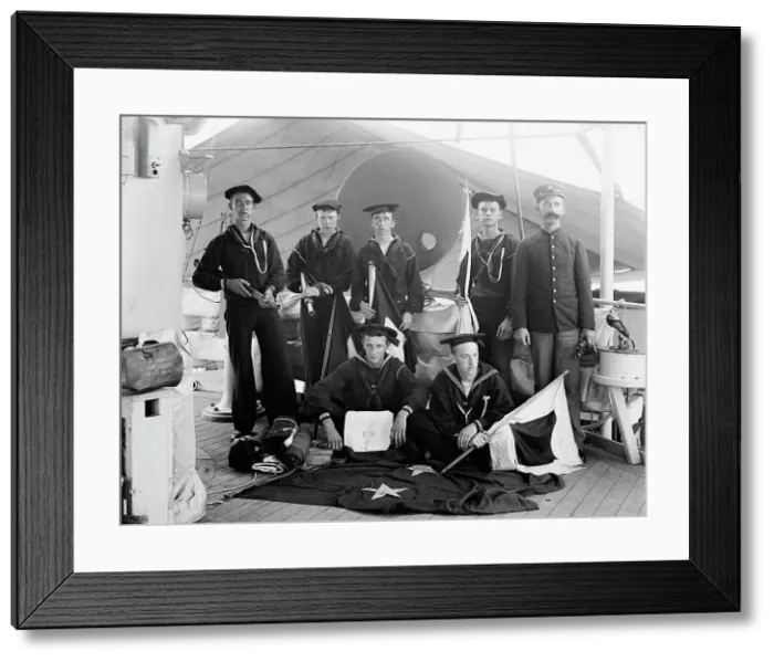 Framed Print : U.S.S. Brooklyn, signal party, between 1896 and 1899. Creator: Unknown Framed Print : U.S.S. Brooklyn, signal party, between 1896 and 1899. Creator: Unknown