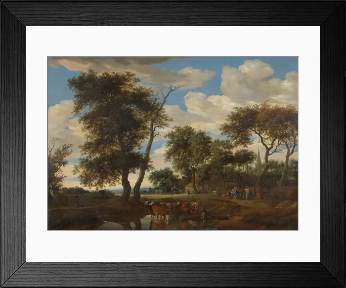 Framed Print : View of a village, 1663. Creator: Salomon Ruysdael Framed Print : View of a village, 1663. Creator: Salomon Ruysdael