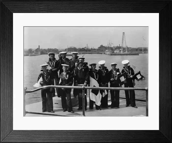 Framed Print : U.S.S. Brooklyn, signal party, between 1896 and 1899. Creator: Unknown Framed Print : U.S.S. Brooklyn, signal party, between 1896 and 1899. Creator: Unknown