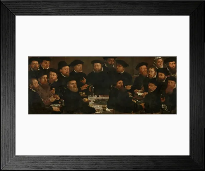 Framed Print : Banquet of Eighteen Guardsmen of Squad L, Amsterdam 1566, known as The Perch Eaters, 1566. Creator: Dirck Barendsz Framed Print : Banquet of Eighteen Guardsmen of Squad L, Amsterdam 1566, known as The Perch Eaters, 1566. Creator: Dirck Barendsz