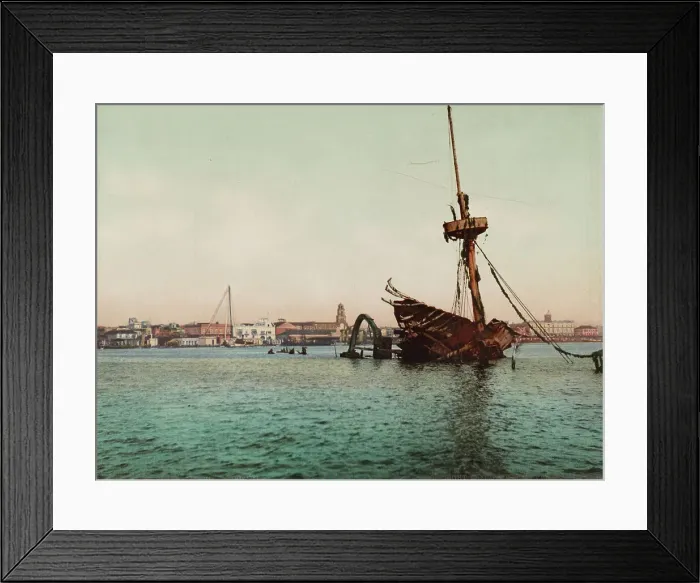 Framed Print : Restos del U.S.S. Maine, Habana, c1900. Creator: William H. Jackson Framed Print : Restos del U.S.S. Maine, Habana, c1900. Creator: William H. Jackson