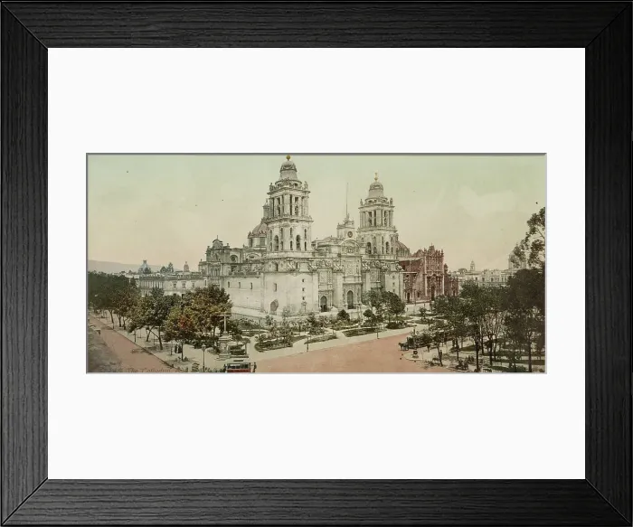 Framed Print : The cathedral, City of Mexico, between 1884 and 1900. Creator: William H. Jackson Framed Print : The cathedral, City of Mexico, between 1884 and 1900. Creator: William H. Jackson
