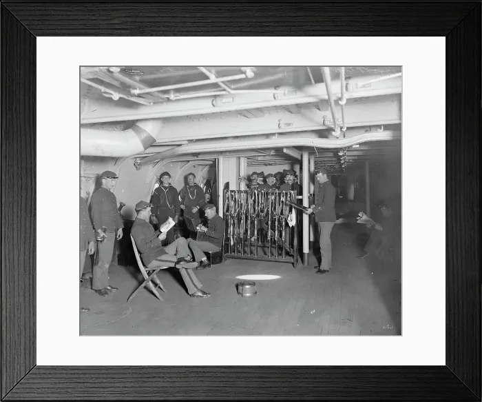Framed Print : U.S.S. Brooklyn, group on gun deck, between 1896 and 1899. Creator: Unknown Framed Print : U.S.S. Brooklyn, group on gun deck, between 1896 and 1899. Creator: Unknown