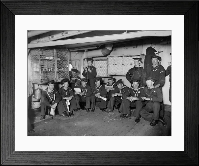 Framed Print : U.S.S. Brooklyn, after supper, between 1896 and 1899. Creator: Unknown Framed Print : U.S.S. Brooklyn, after supper, between 1896 and 1899. Creator: Unknown