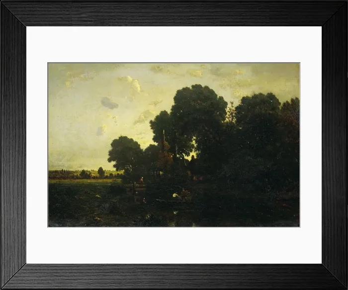 Framed Print : Evening twilight, 1840-1867. Creator: Theodore Rousseau Framed Print : Evening twilight, 1840-1867. Creator: Theodore Rousseau