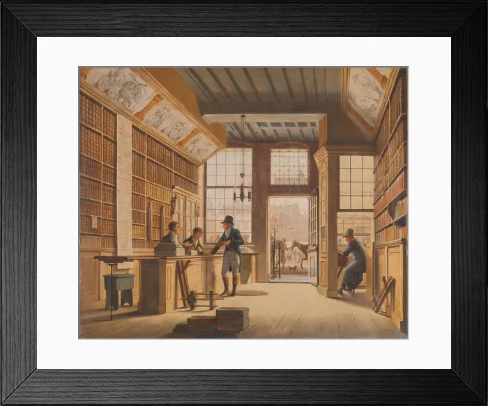 Framed Print : The Shop of the Bookdealer Pieter Meijer Warnars on the Vijgendam in Amsterdam, 1820. Creator: Johannes Jelgerhuis Framed Print : The Shop of the Bookdealer Pieter Meijer Warnars on the Vijgendam in Amsterdam, 1820. Creator: Johannes Jelgerhuis