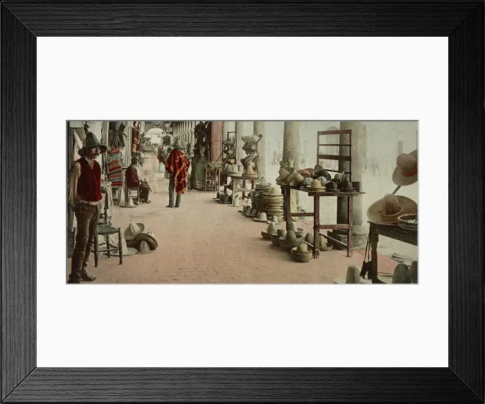 Framed Print : Mexico, portales of market, Aguas Calientes, between 1884 and 1900. Creator: William H. Jackson Framed Print : Mexico, portales of market, Aguas Calientes, between 1884 and 1900. Creator: William H. Jackson